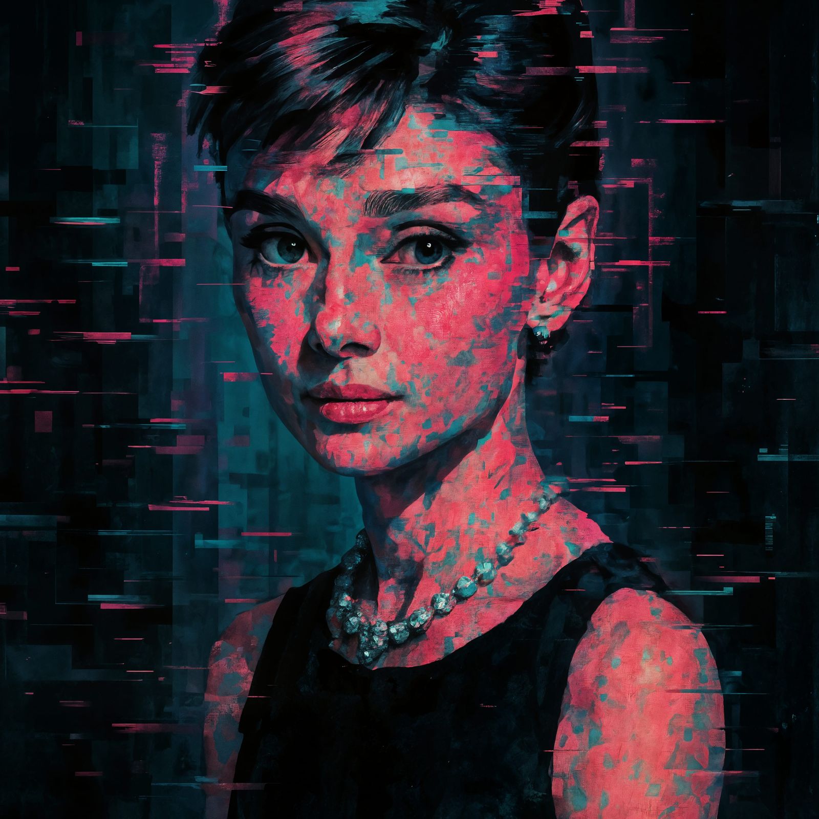 CGI Audrey Hepburn with Glitch Effect