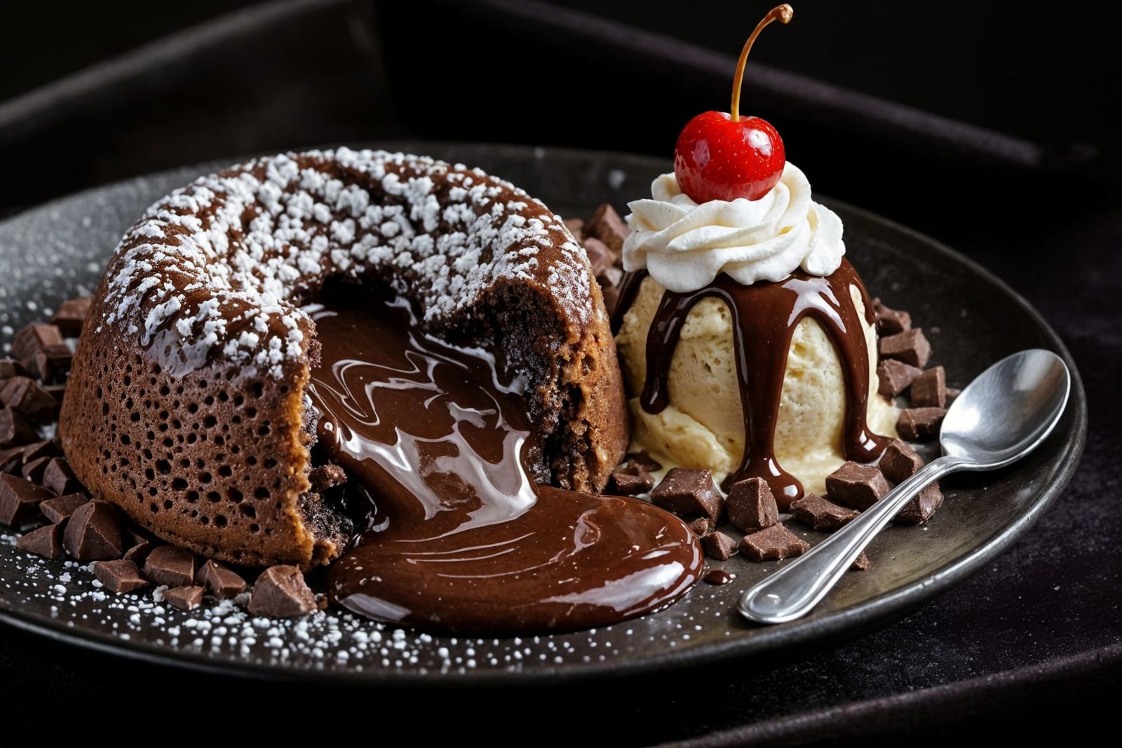 Hyperrealistic Molten Chocolate Lava Cake with Ganache