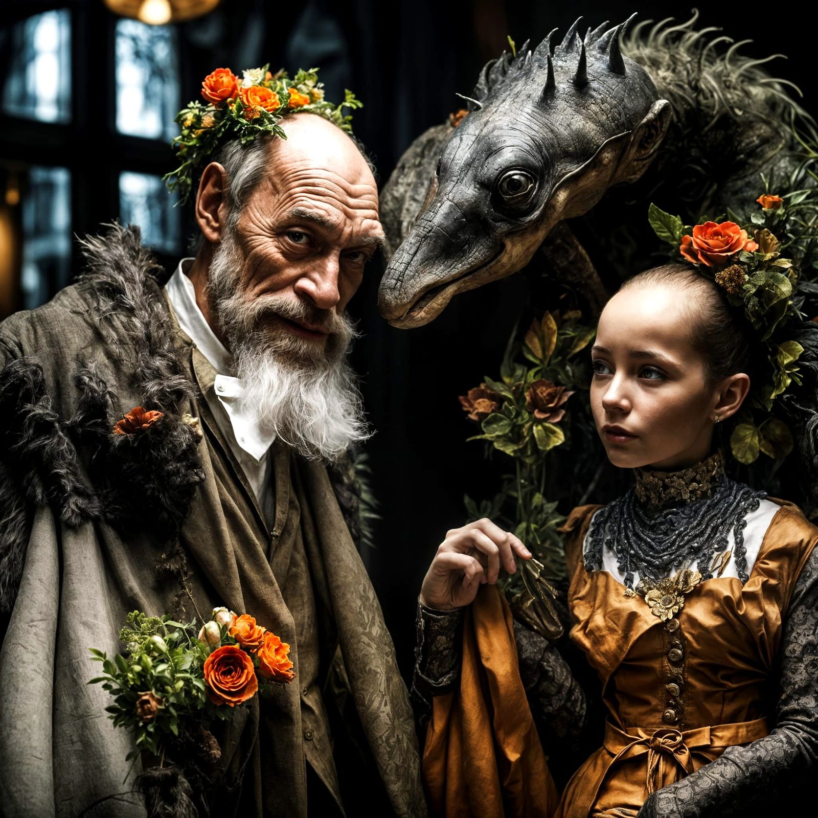 Grandfather and Granddaughter, plus her dogs...