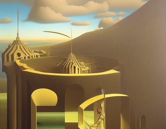 Surrealist Dreamscape: An Intricate Oil Painting