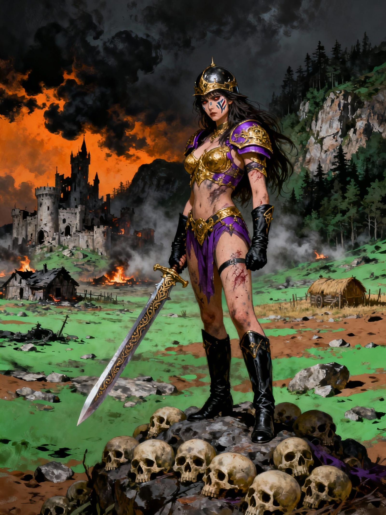 Gothic Warrior in Ornate Armor with Sword, Dark Fantasy Art