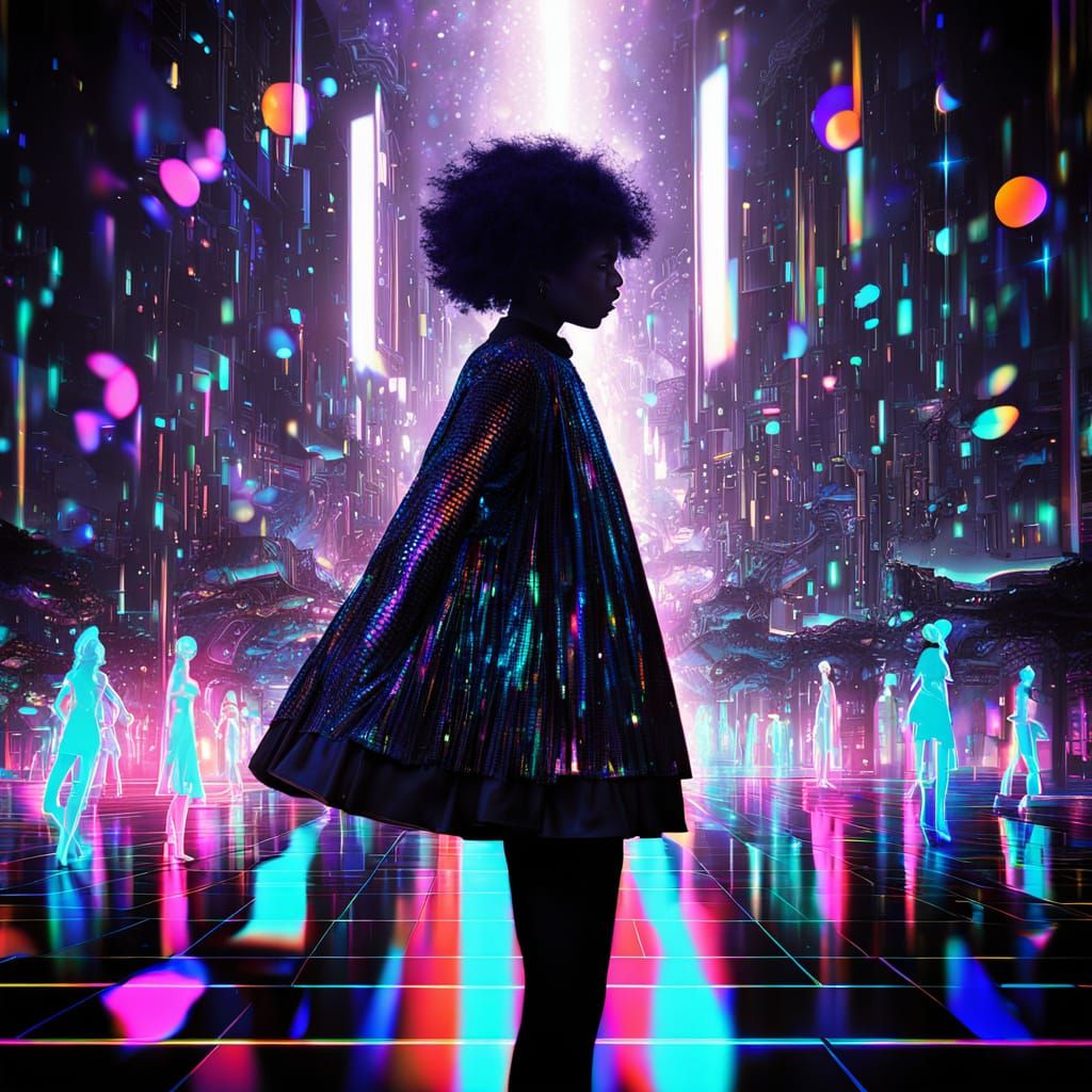 Futuristic Disco Dance Floor in Neon Hues