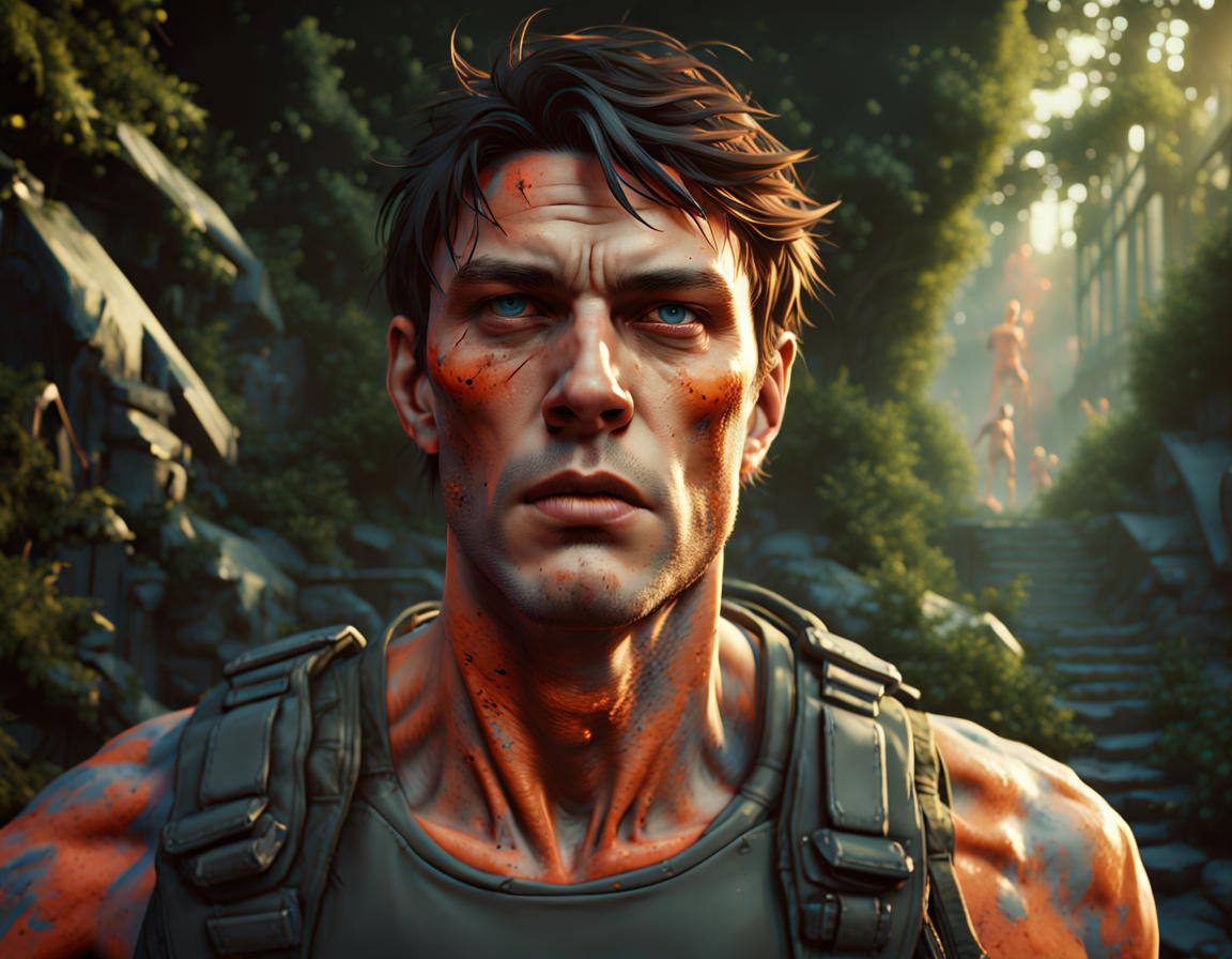 Hero Among Zombies at Dawn, Unreal Engine