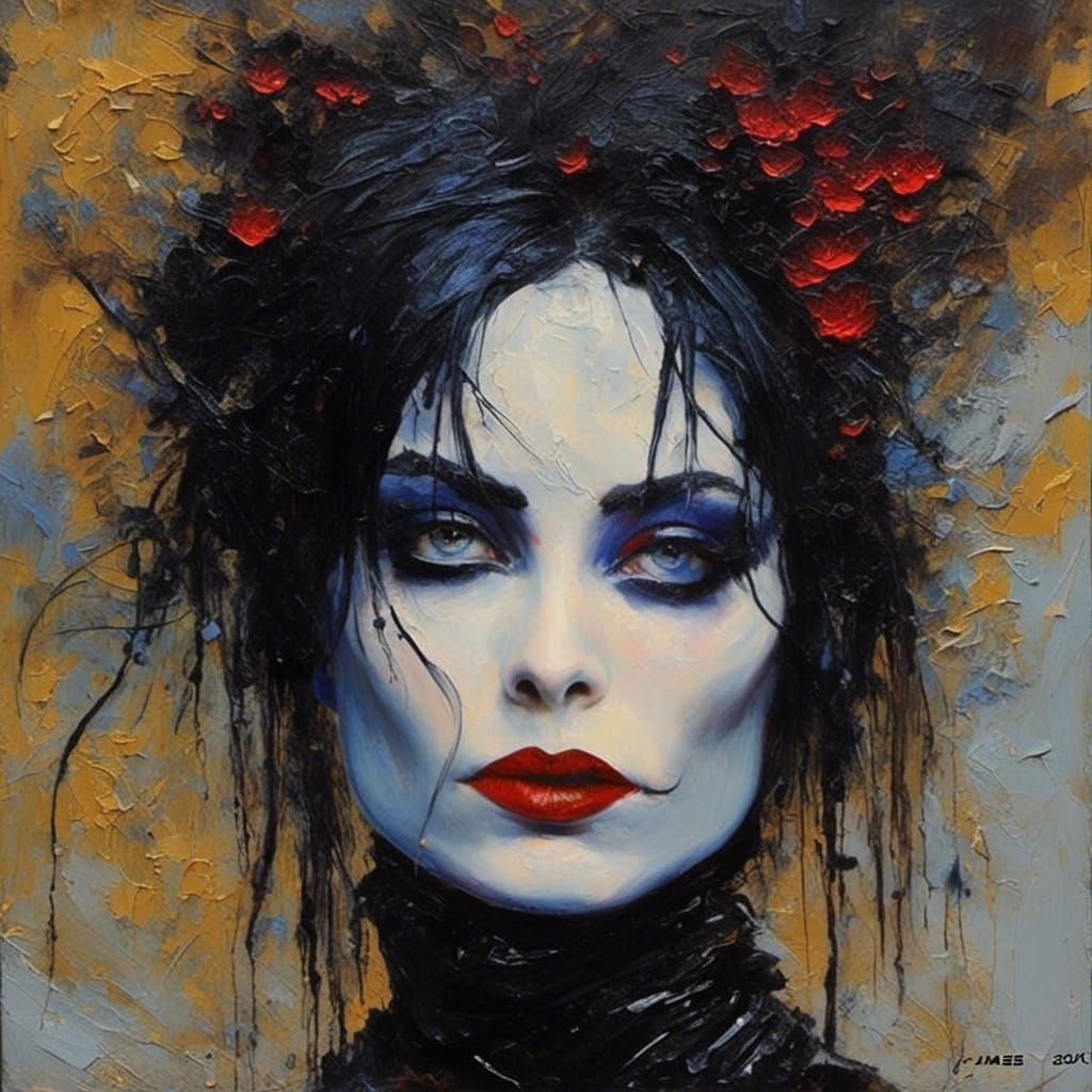 Gothic Woman Portrait as Impasto Oil Painting