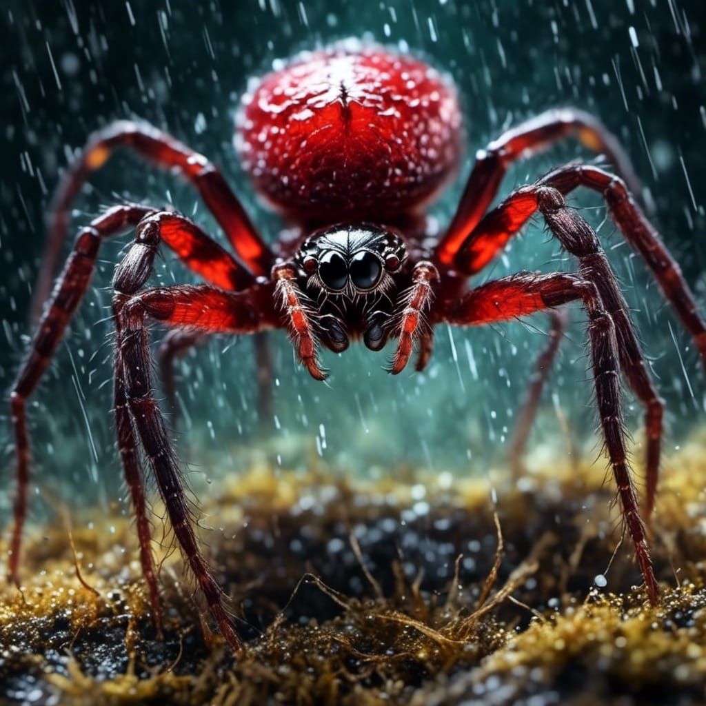 Intricate Spider Hunter in Watercolor Style