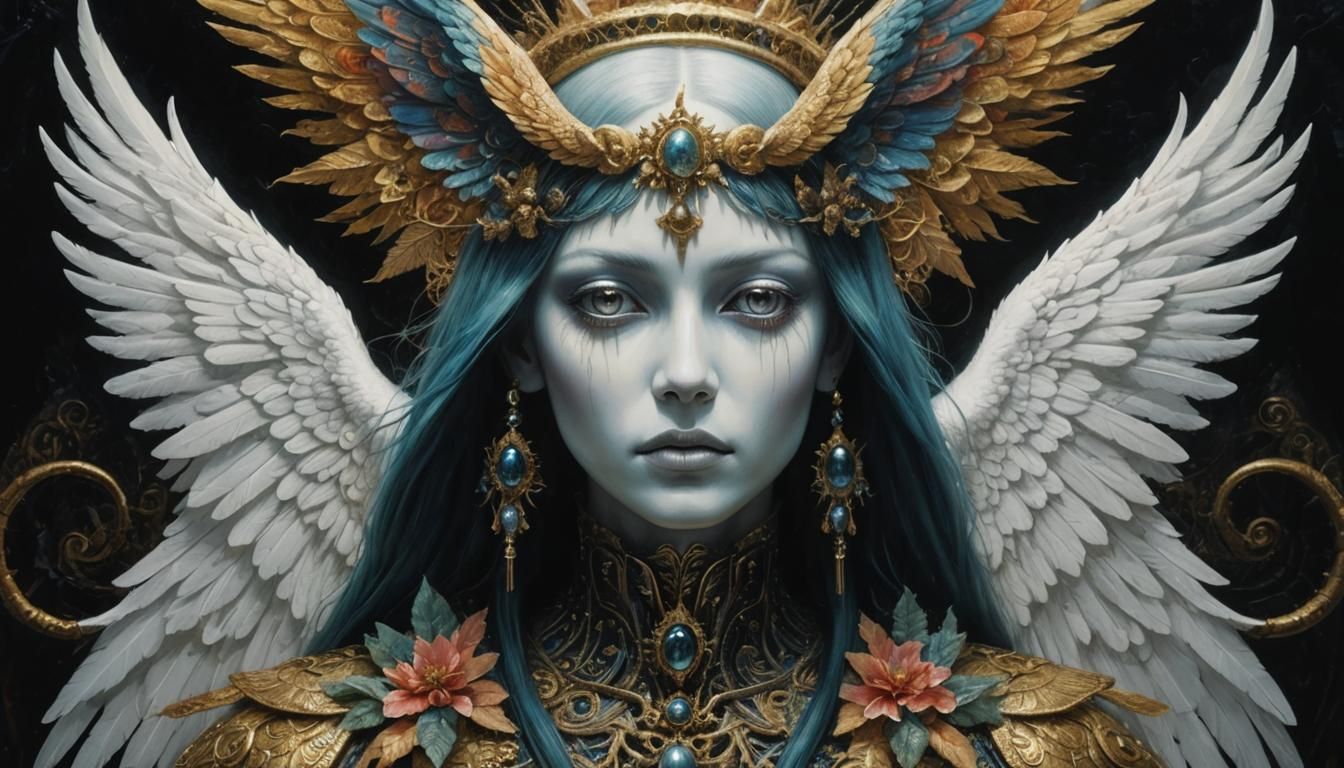 Angelic Surreal Portrait with Cryptid Art Elements