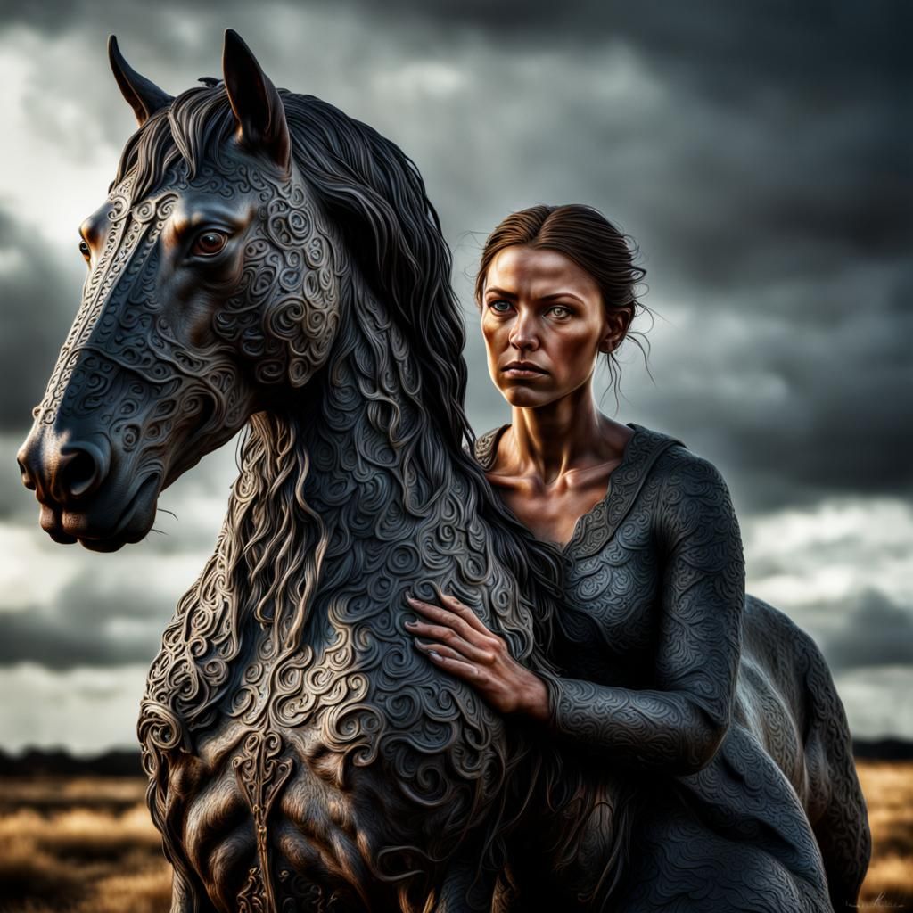 Hyperrealistic Kelpie Girl Portrait in HDR
