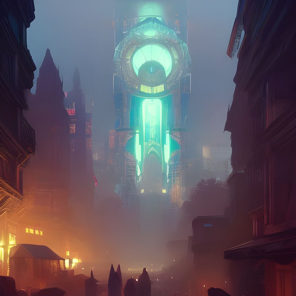 City in Giant's Thumbprint: Hyperdetailed Concept Art