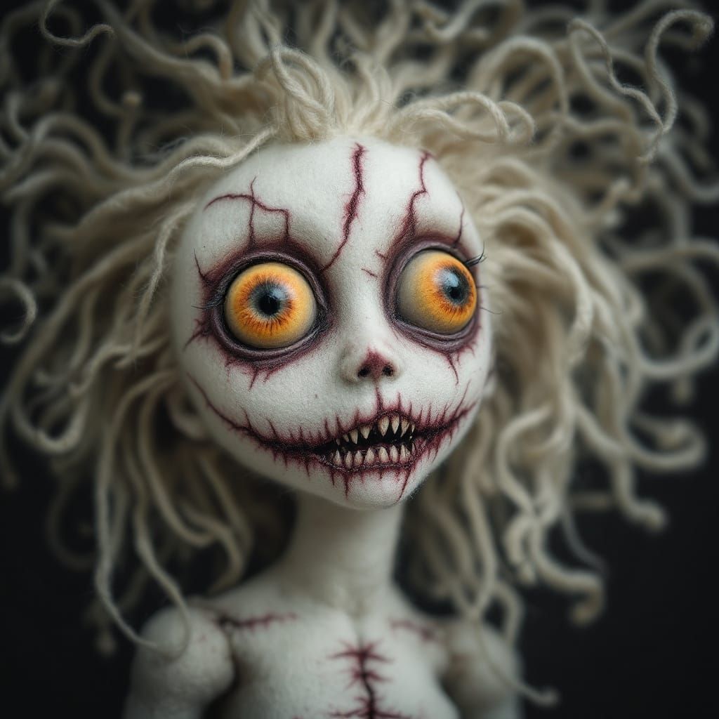 Terrifying Cursed Doll with Human Eyes and Evil Aura