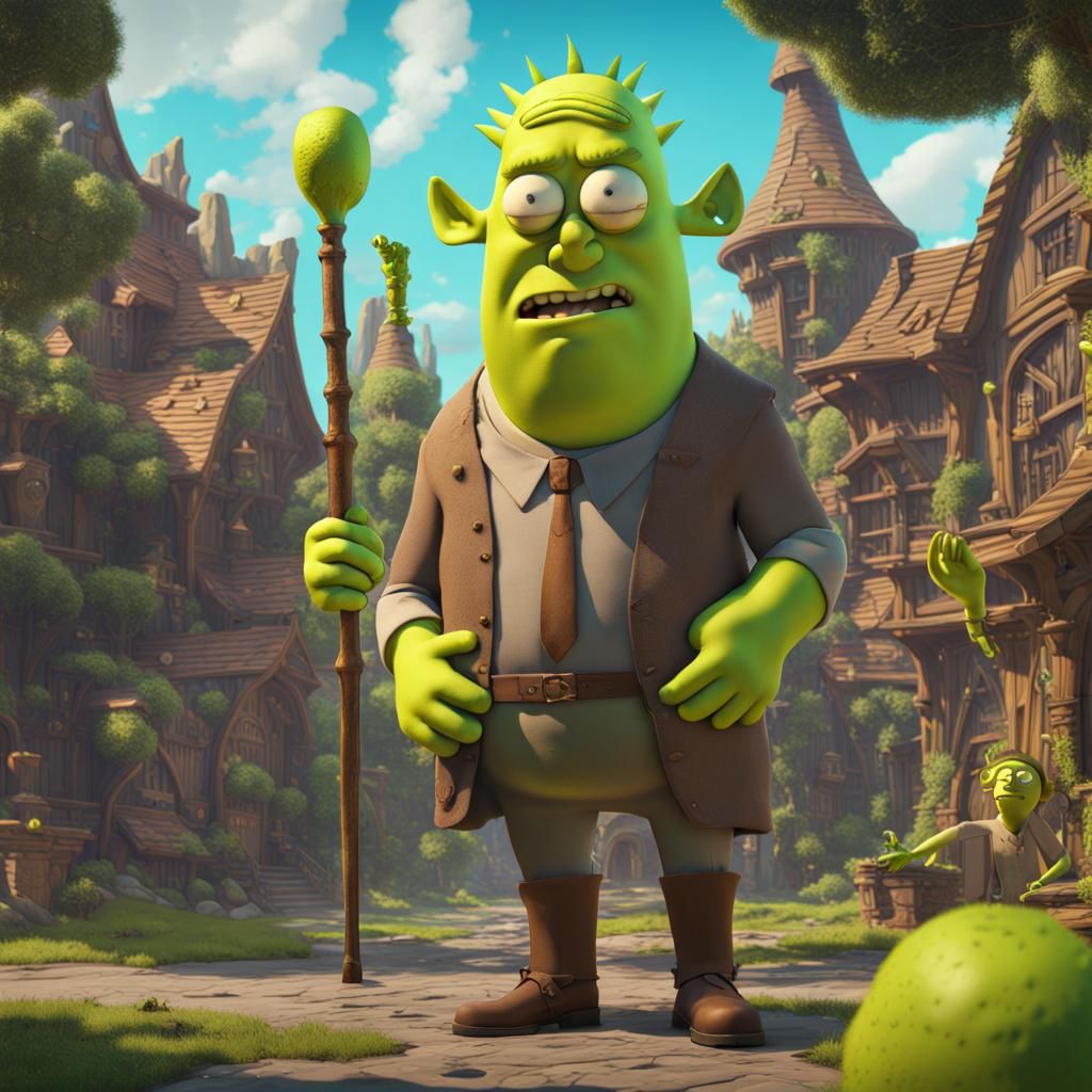 Rick and Morty Shrek: Detailed Fantasy Concept Art