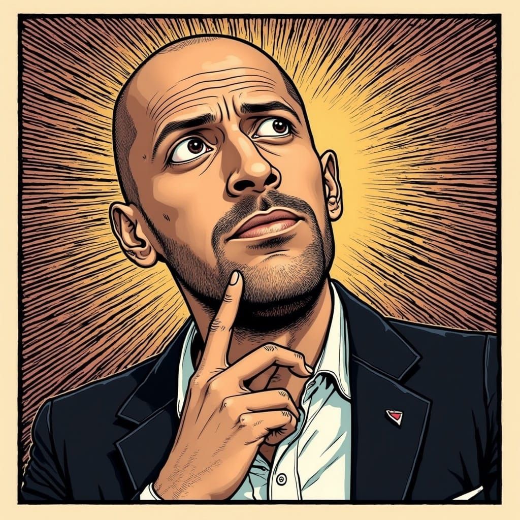 Bald Man in Pop Art Vector Poster