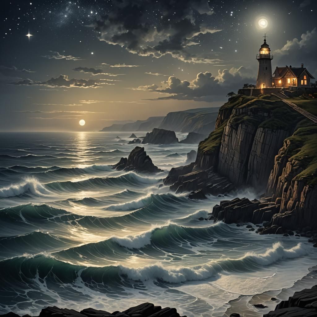 Silvery Waves Shimmering in the Dark: Fantasy Concept Art