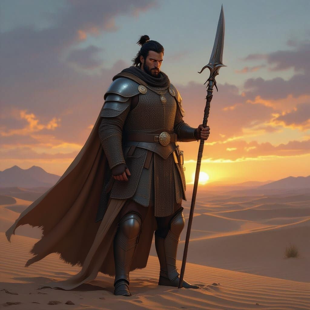 Paladin Doom Duskblade in Desert at Dusk