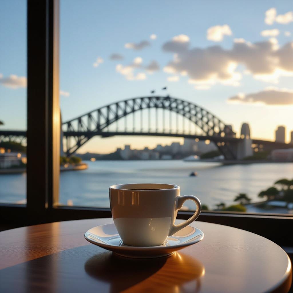 Sydney Harbour Bridge Coffee in Realistic Photo Style