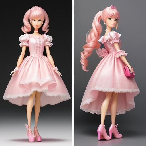 Girl in Pink Princess Dress With Butterfly Heels