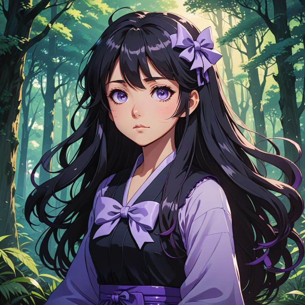Anime-Inspired Girl Surrounded by Vibrant Forest