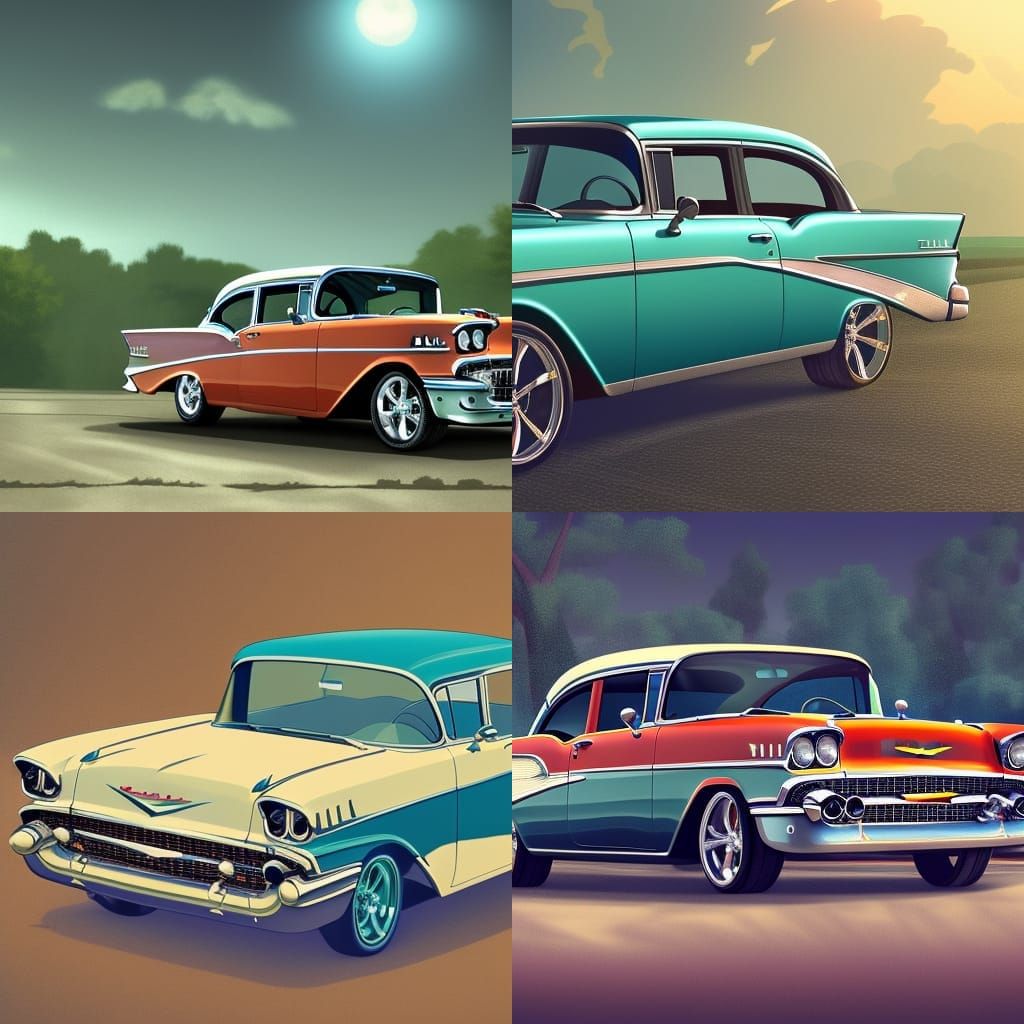 1957 Chevy Bel Air in Anime Style