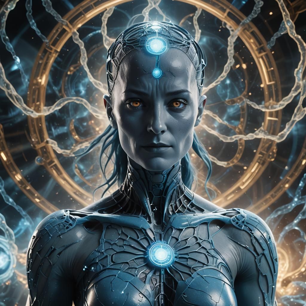 Dr. Manhattan as a Woman in Fractal Environment