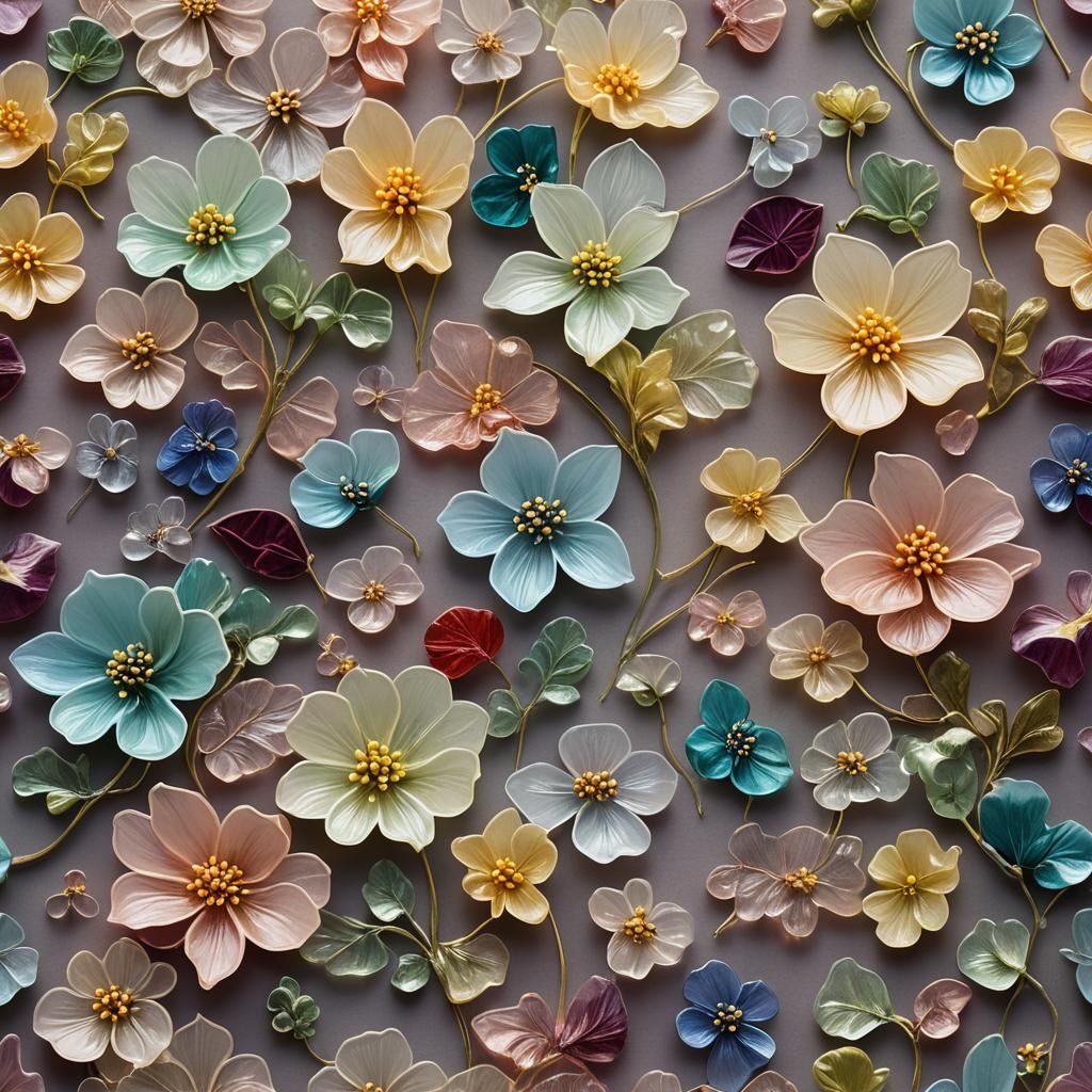 Enamel Glass Flowers Still Life in Macro Photography