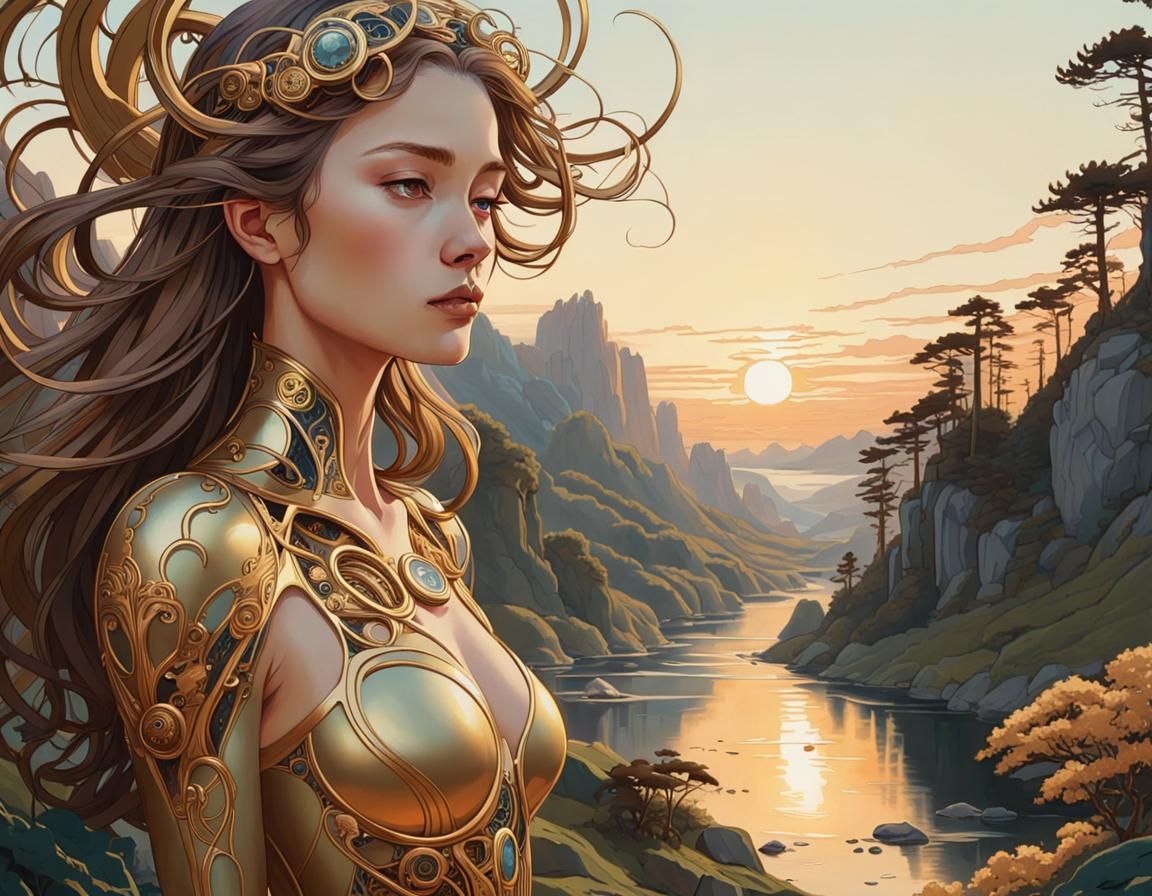 Biopunk Landscape in Art Nouveau Style