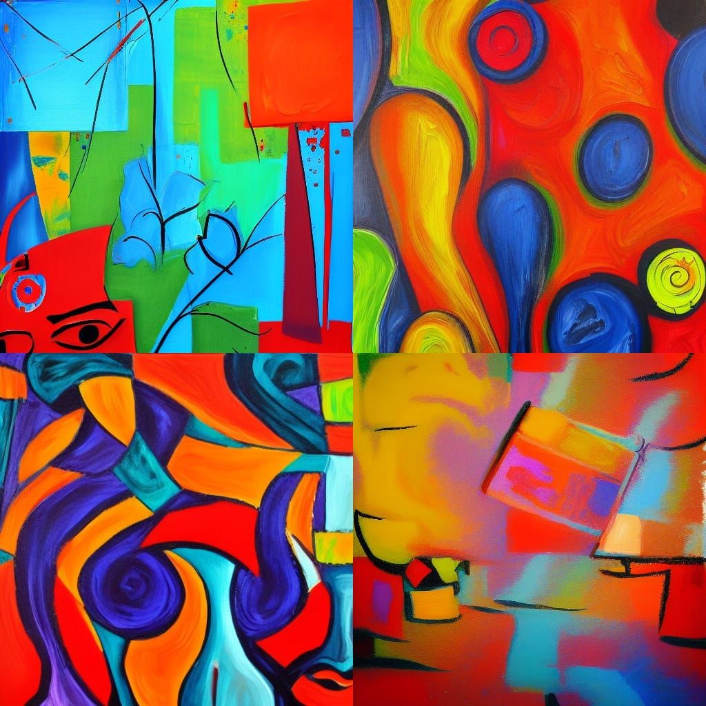 Abstract Expressionistic Painting with Bold Brushstrokes