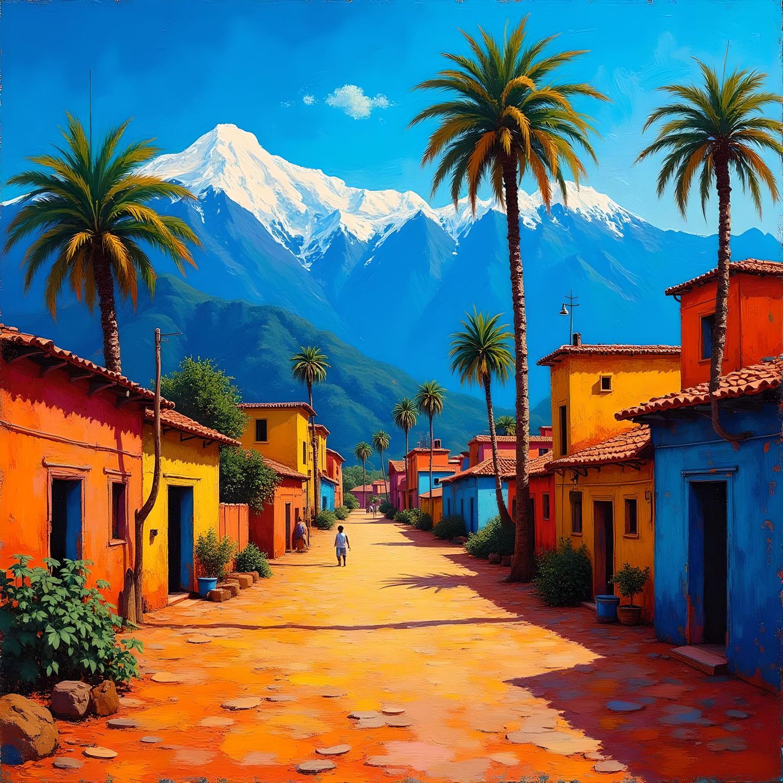 Indian Village in Van Gogh Style