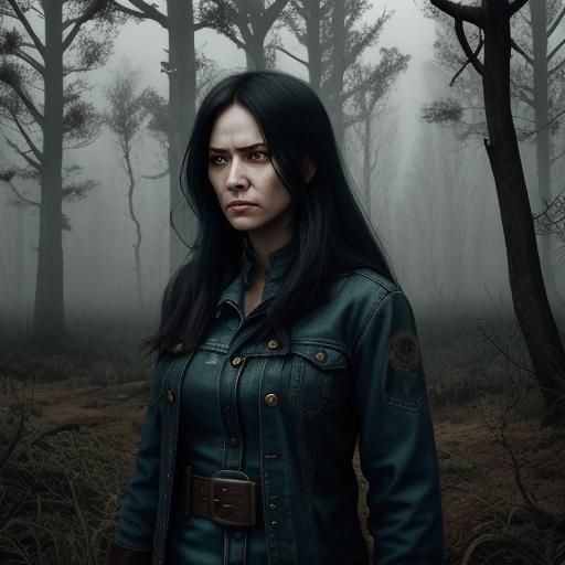 Cinematic Portrait of Determined Woman on Gloomy Evening