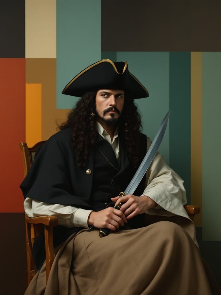 Blackbeard Portrait in Metaphysical Art Deco Style
