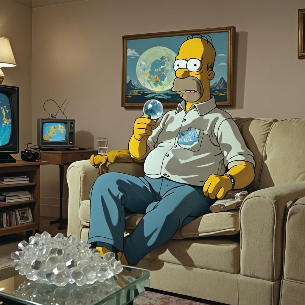 Surreal Homer Simpson Predicts Pandemic in Crystal Ball