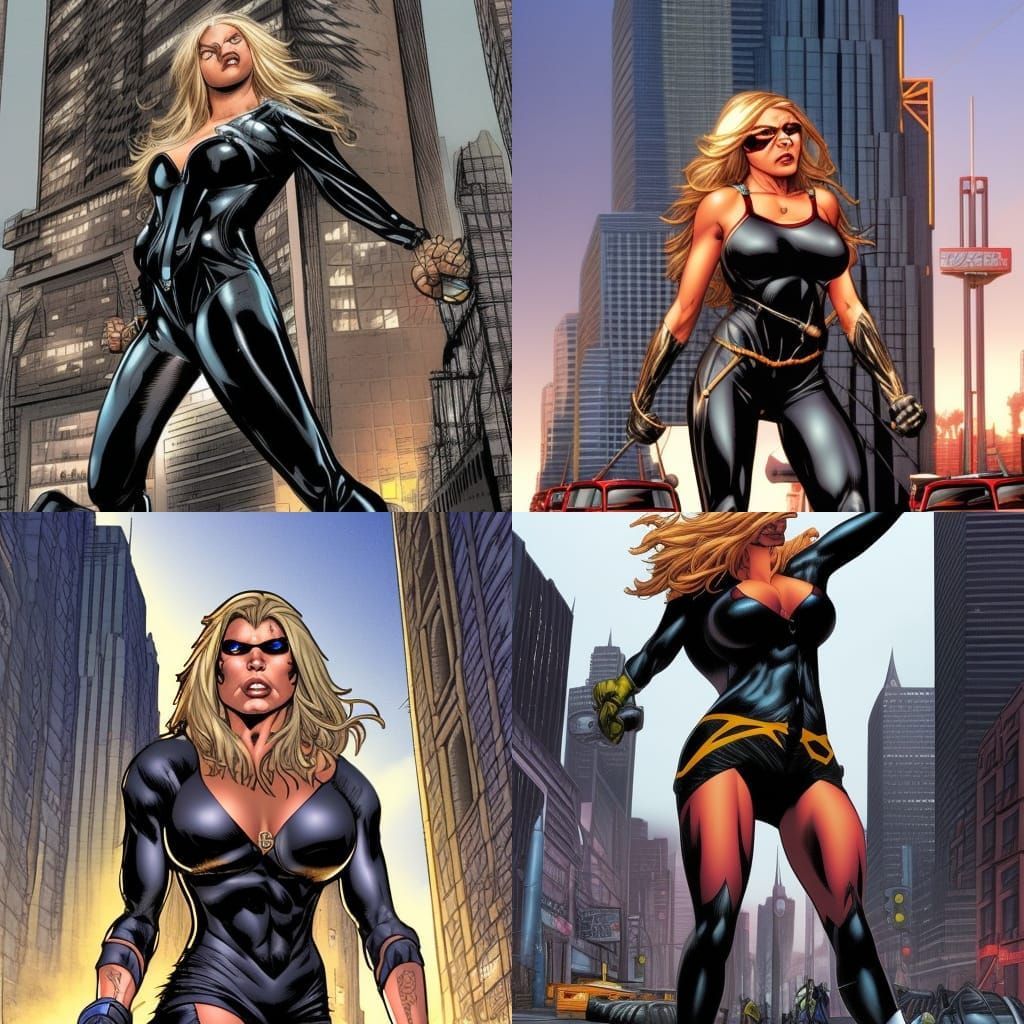 Giantess Black Canary Crushes Cars in City