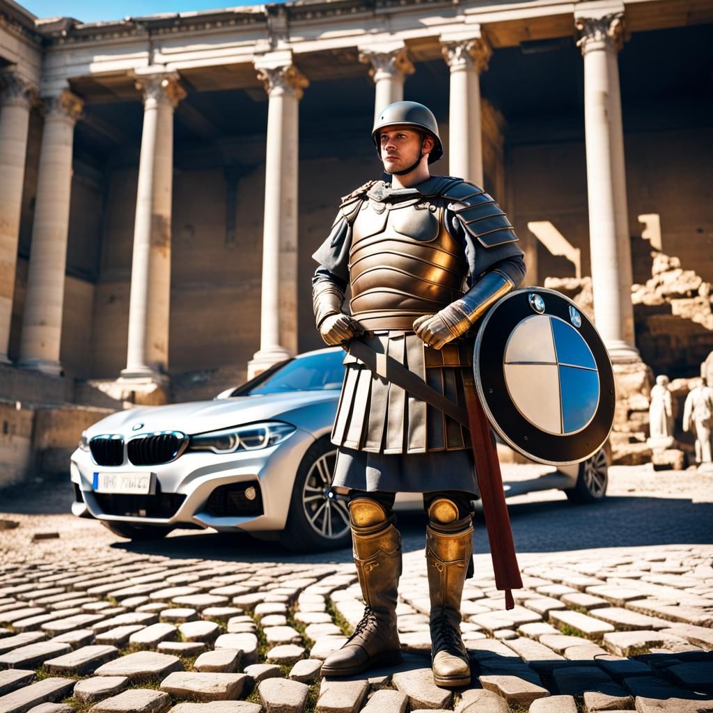 Roman Soldier and BMW at Roman Forum