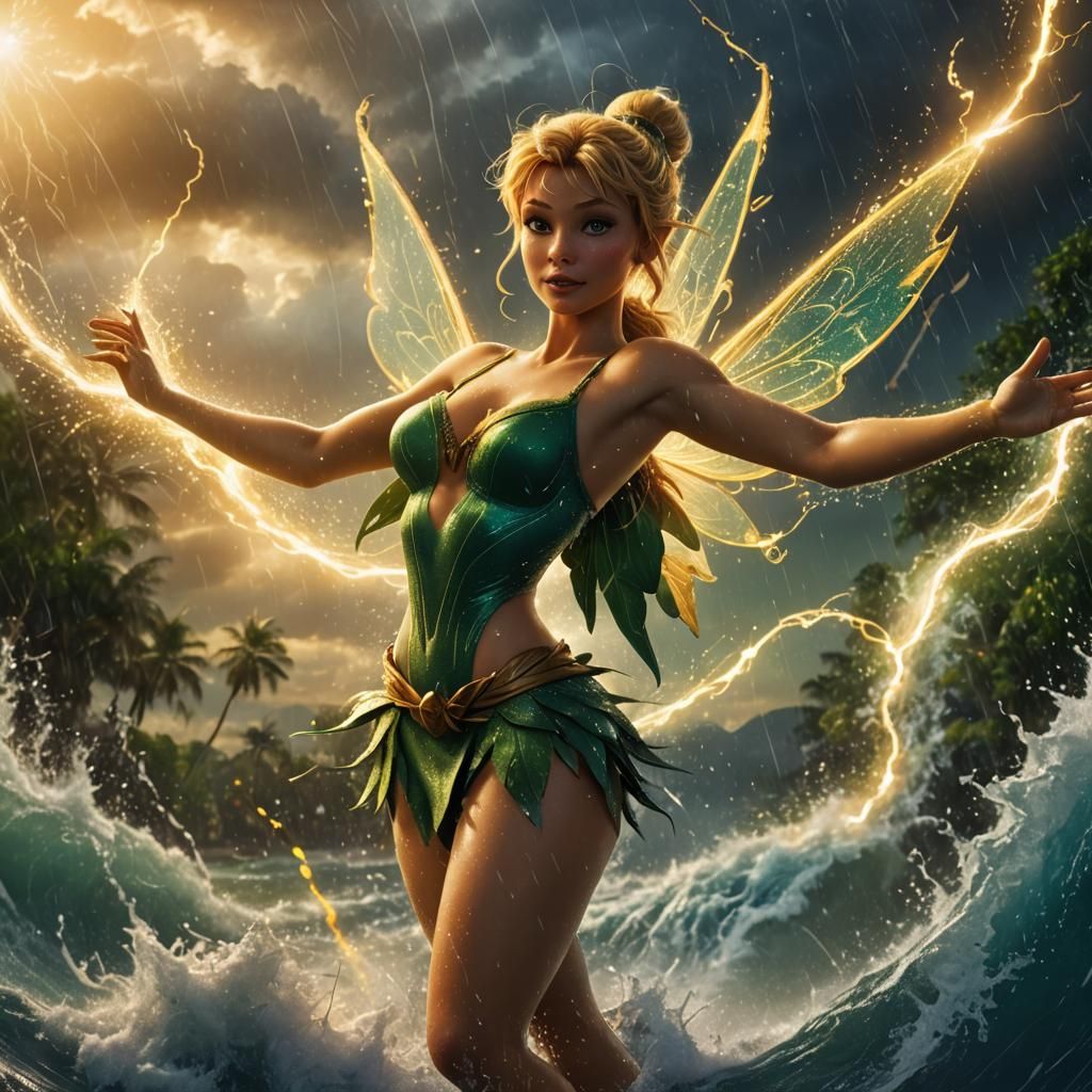Tinkerbell Harnessing a Hurricane in Digital Painting