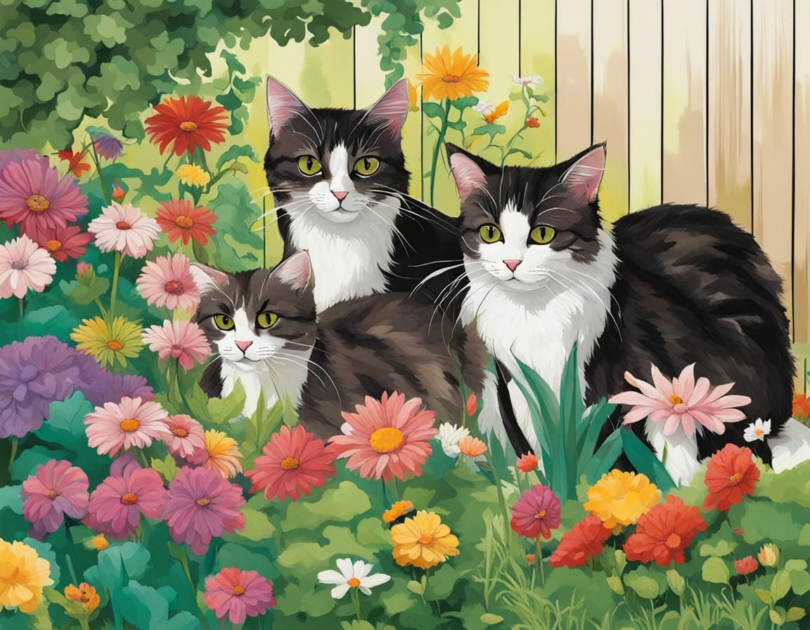 A Cat Garden: Cats Instead of Flowers