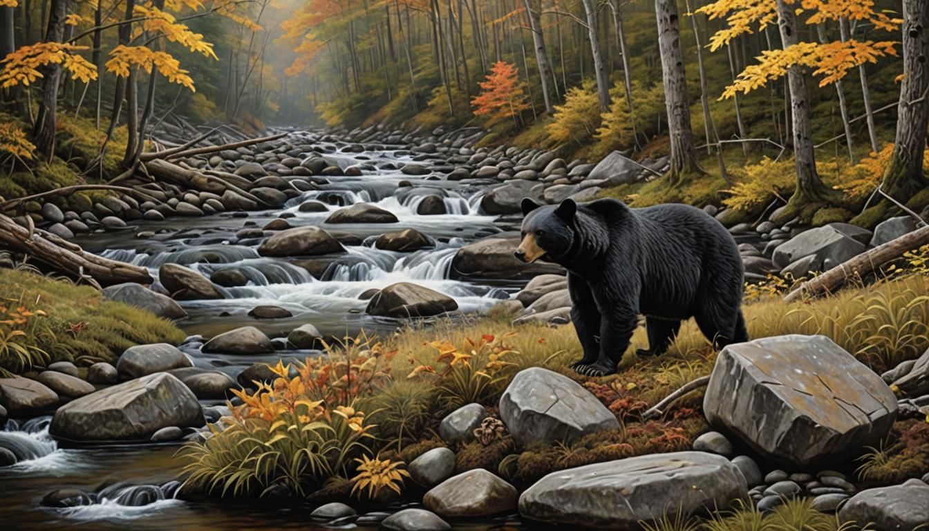 Smokey Mountains Fall Landscape with Black Bear
