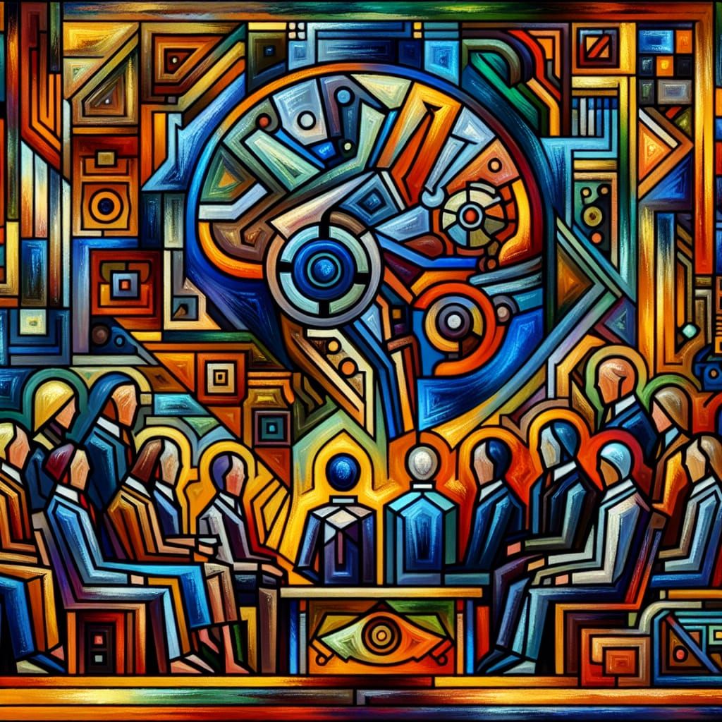 Heated Discussion with AI Brain in Neo-Cubist Style