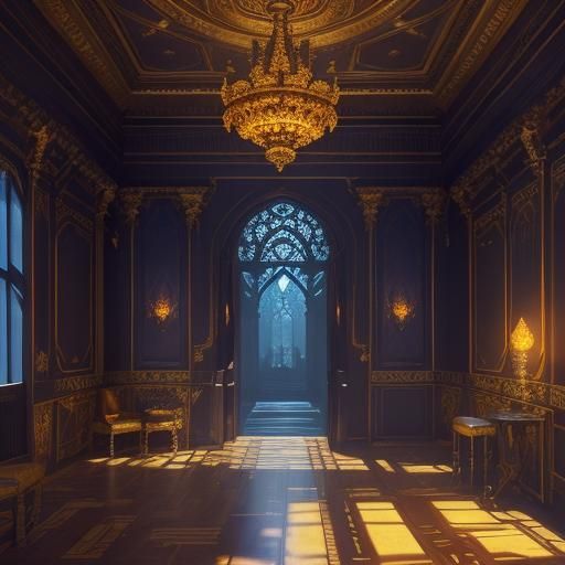 Mystical Ornate Room with Unconventional Lamps