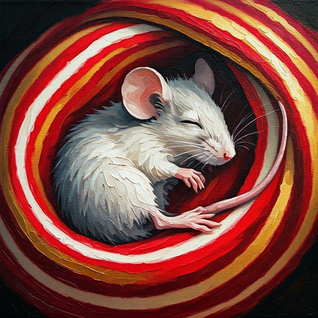 Mouse in a Vibrant Christmas Stocking, Neo-Impressionist Sty...