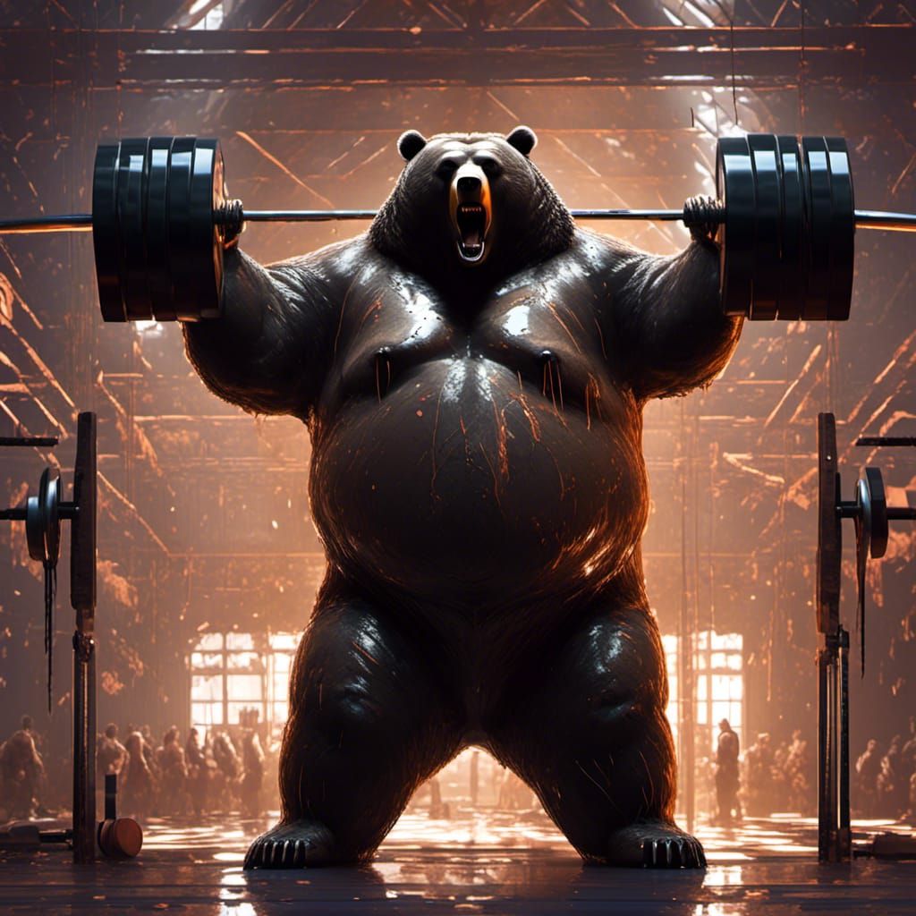 Obese Bear Gym Portrait in Digital Art Style