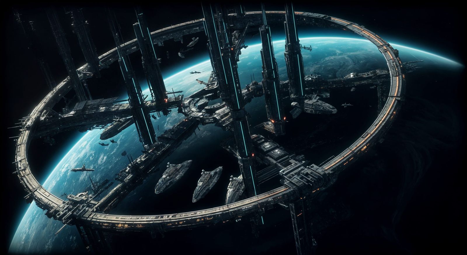 Planetary Orbital Shipyard in Sci-Fi Style