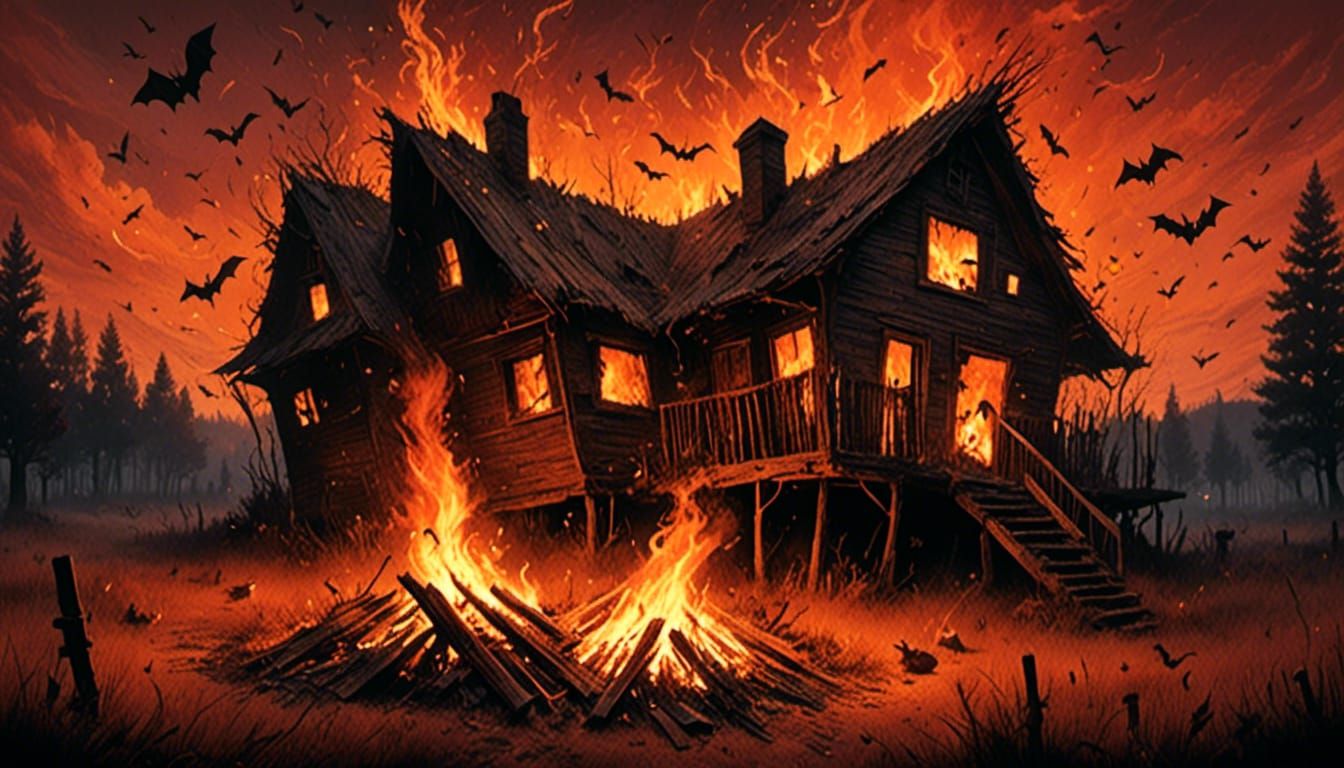 Fiery Darkness: A Haunting Dark Fantasy Scene