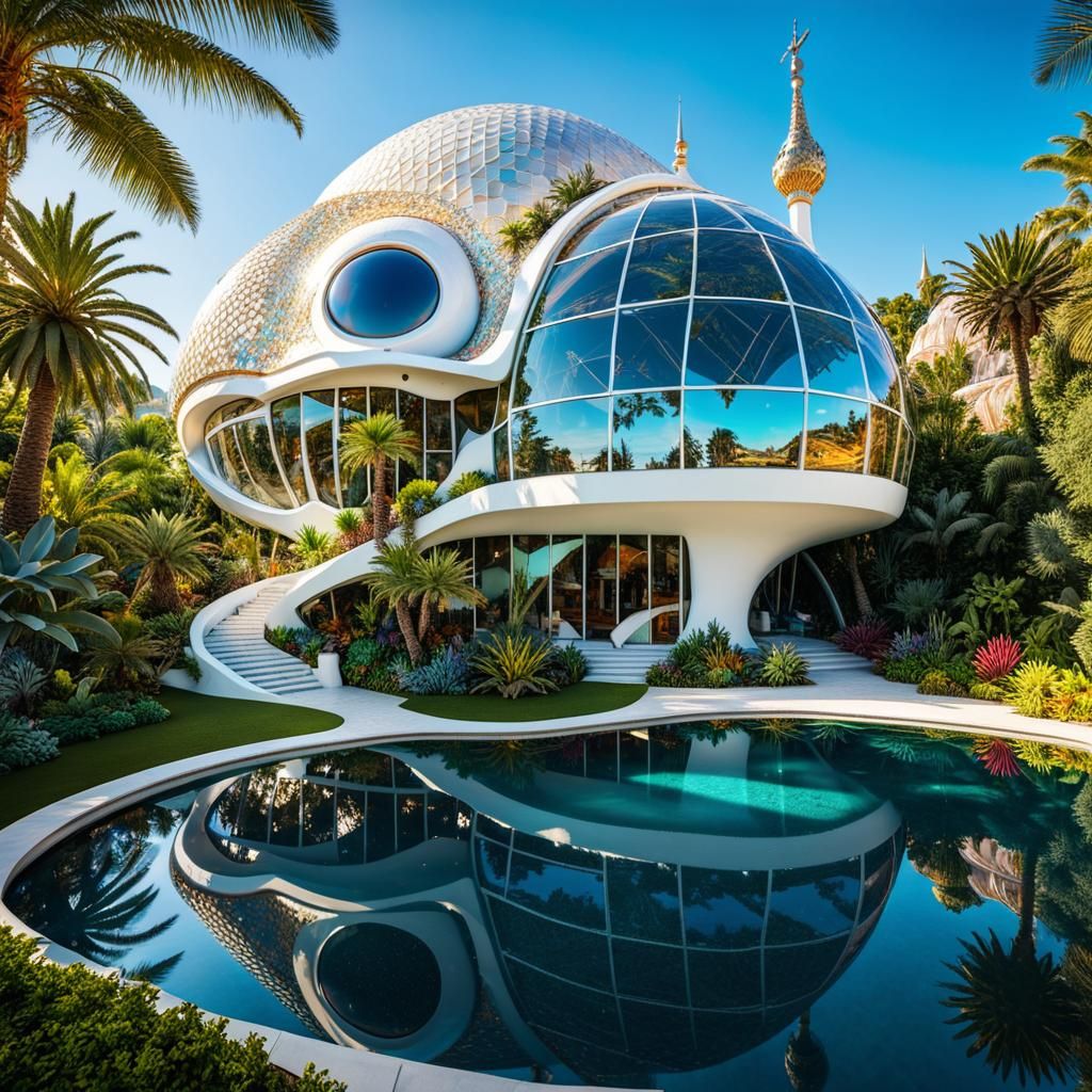 Futuristic Gaudi-Style Snail House on Jungle Planet