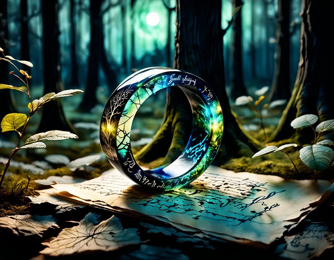 Gaussian Electromagnetism - Elven resin ring, with delicate Gaussian electromagnetism luminescent glow