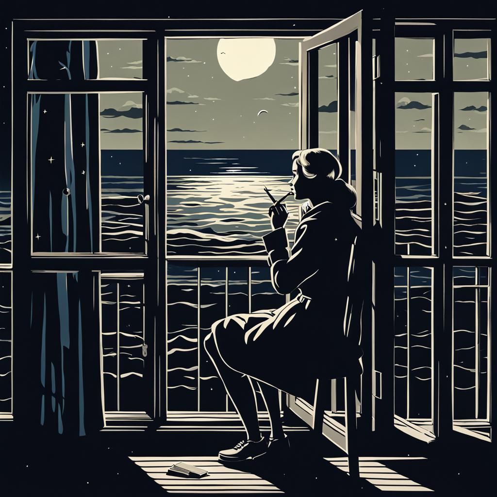 Schoolgirl's Serene Smoke Break: Neo-Primitivism Film Noir