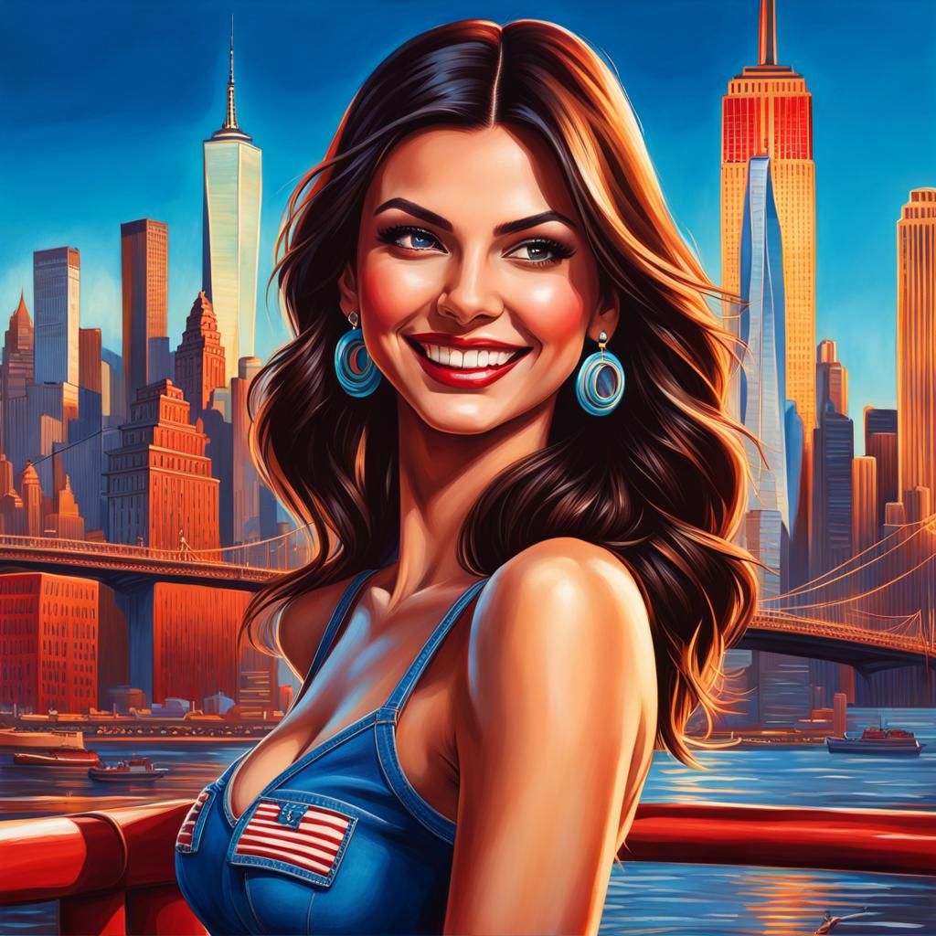 Victoria Justice Pin-Up Portrait in Hyperrealistic Style