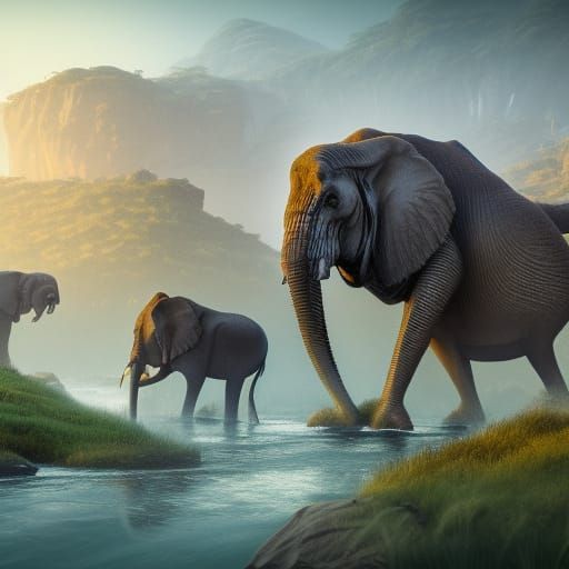 Detailed Safari Matte Painting in Deep Color