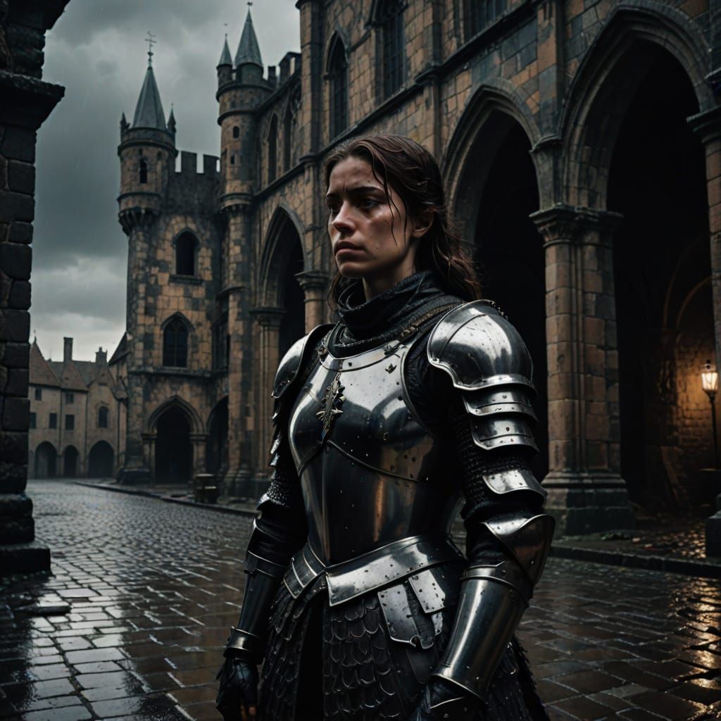 Knight in Gothic Ruins: Film Noir Style