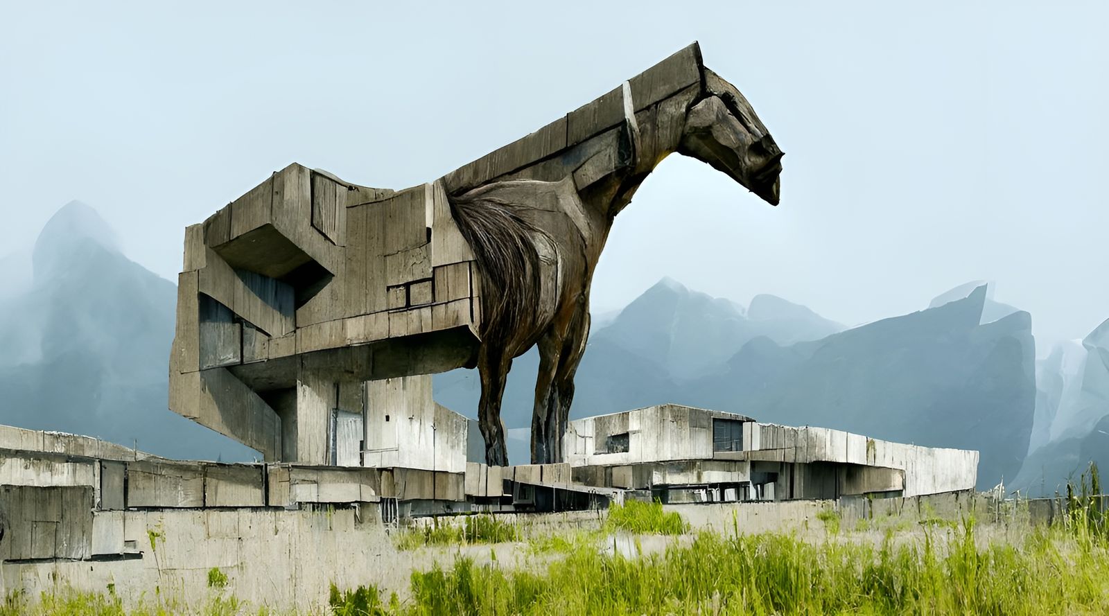 Brutalist Horse Digital Art