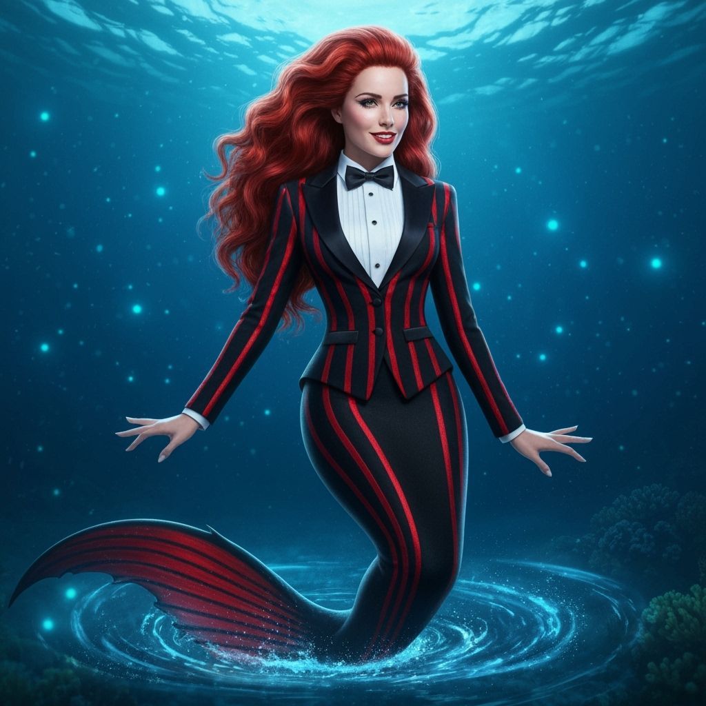 Mermaid in Tuxedo with Red Hair