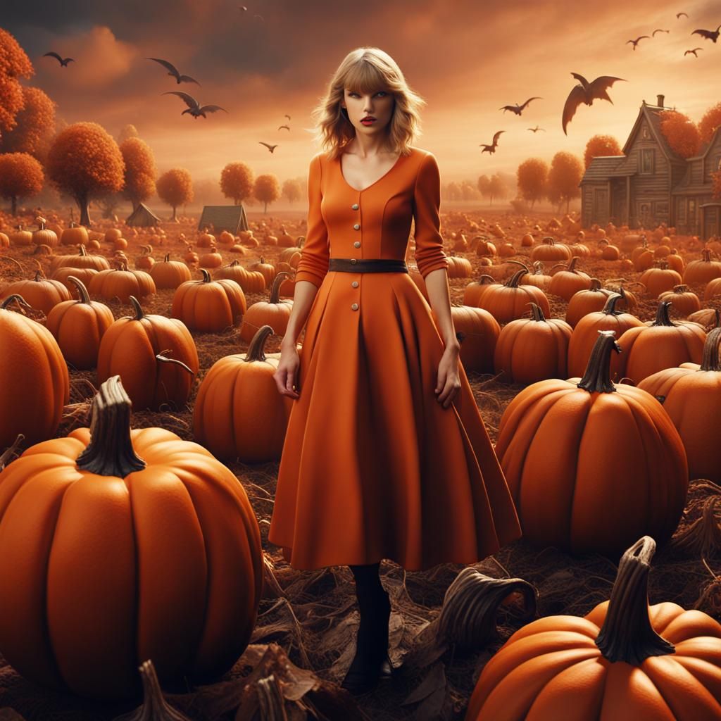 Taylor Swift in Pumpkin Patch: Fantasy Art