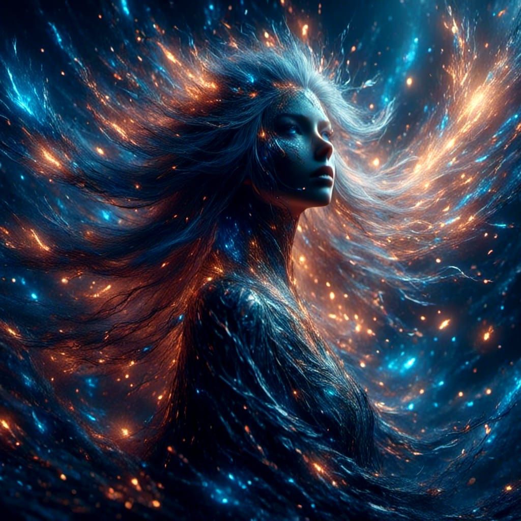 Dust Particle Woman: Surreal Fantasy Art